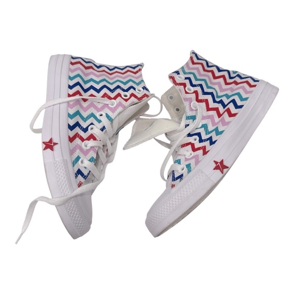 Converse Red and Blue Zigzag Sneakers High-Top size 7 - Picture 6 of 9